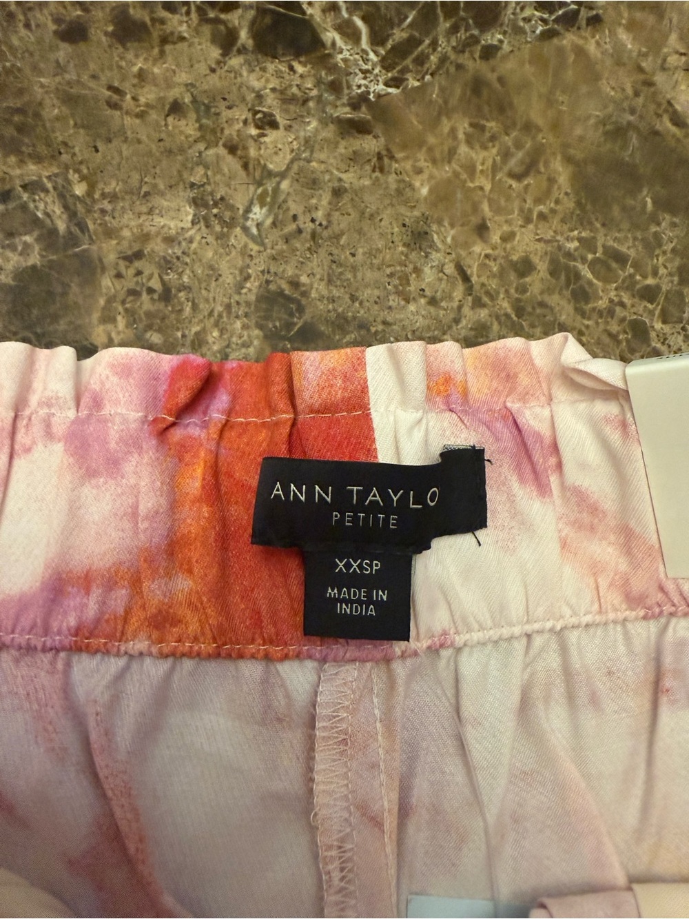 Ann Taylor White Tie-Dye Joggers with Pink, Red & Orange Accents - Picture 5 of 16